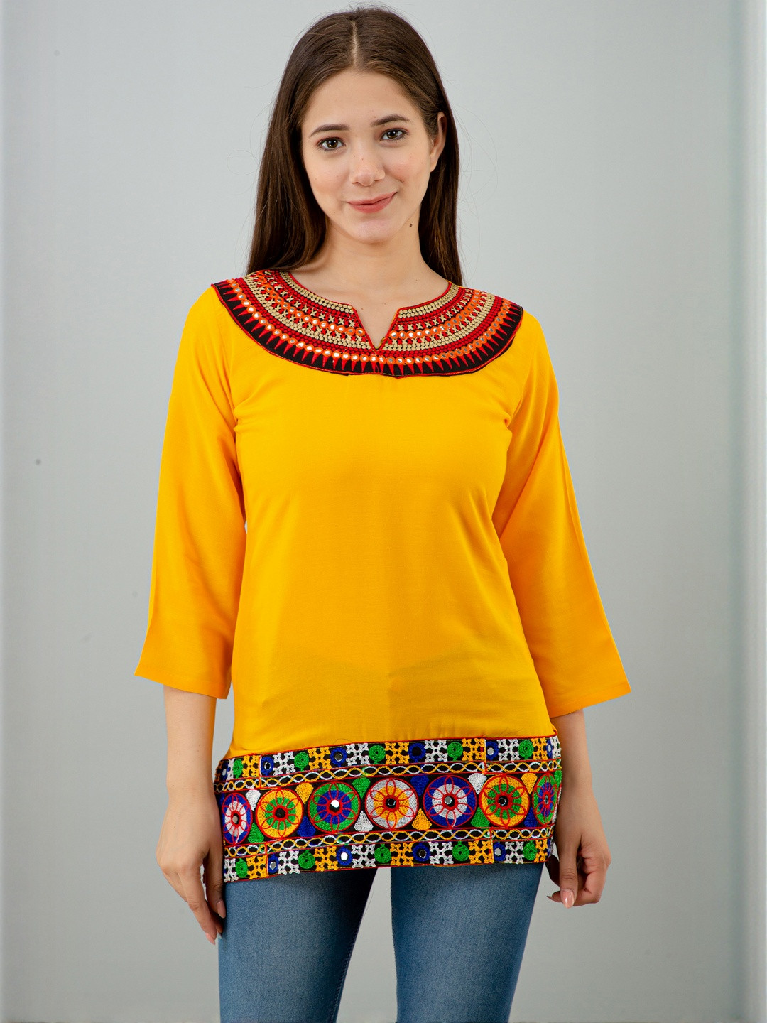 Jaipuri Fashionista Women Yellow Printed Kurti