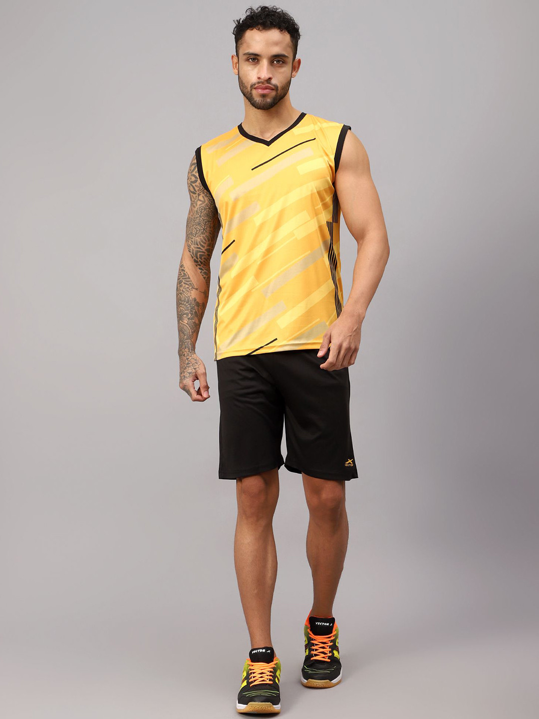 VECTOR X Men Yellow Sports Wear Co-Ords