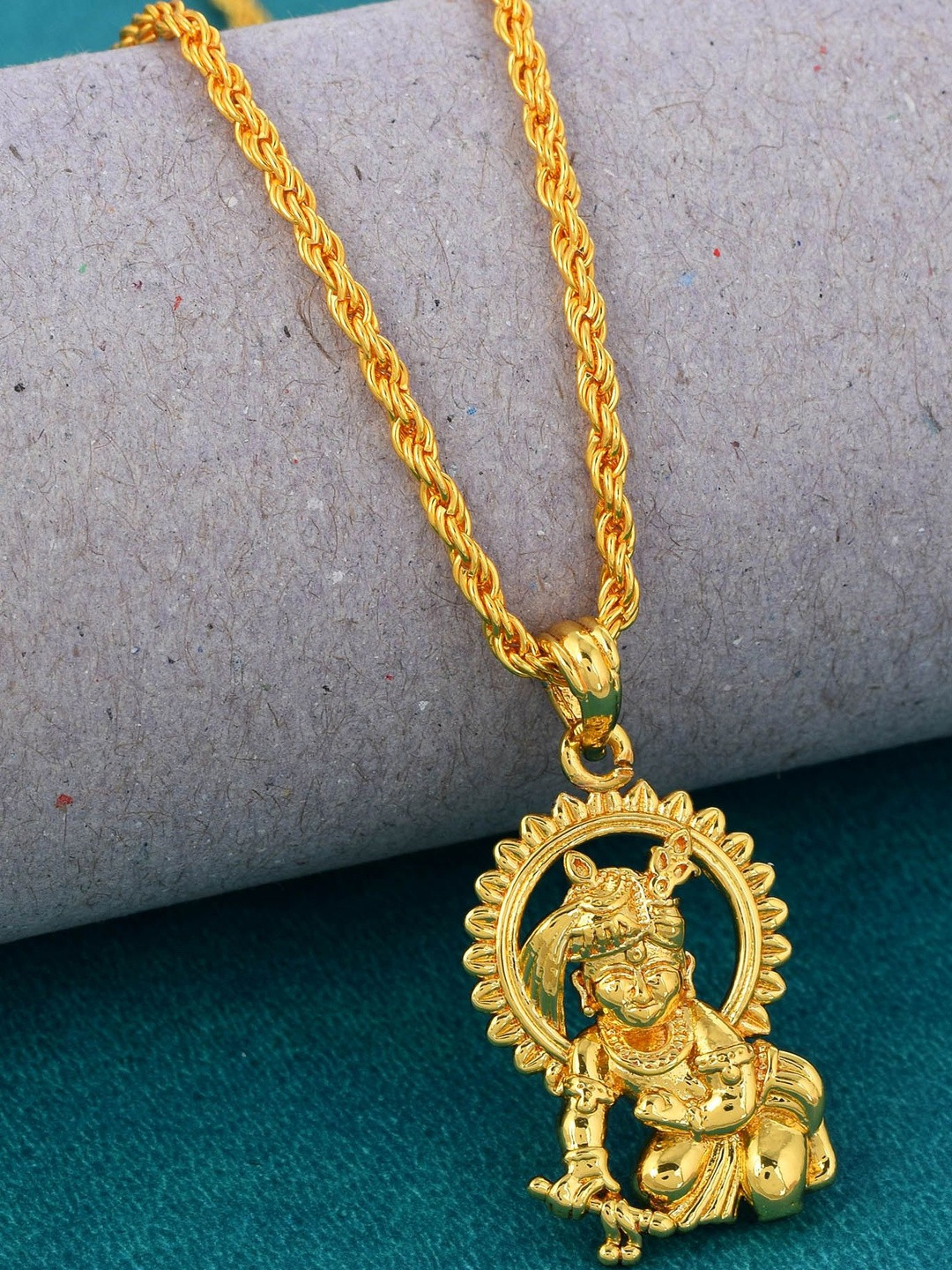 Goldplated Laddu Gopal Bal-Krishna Pendant