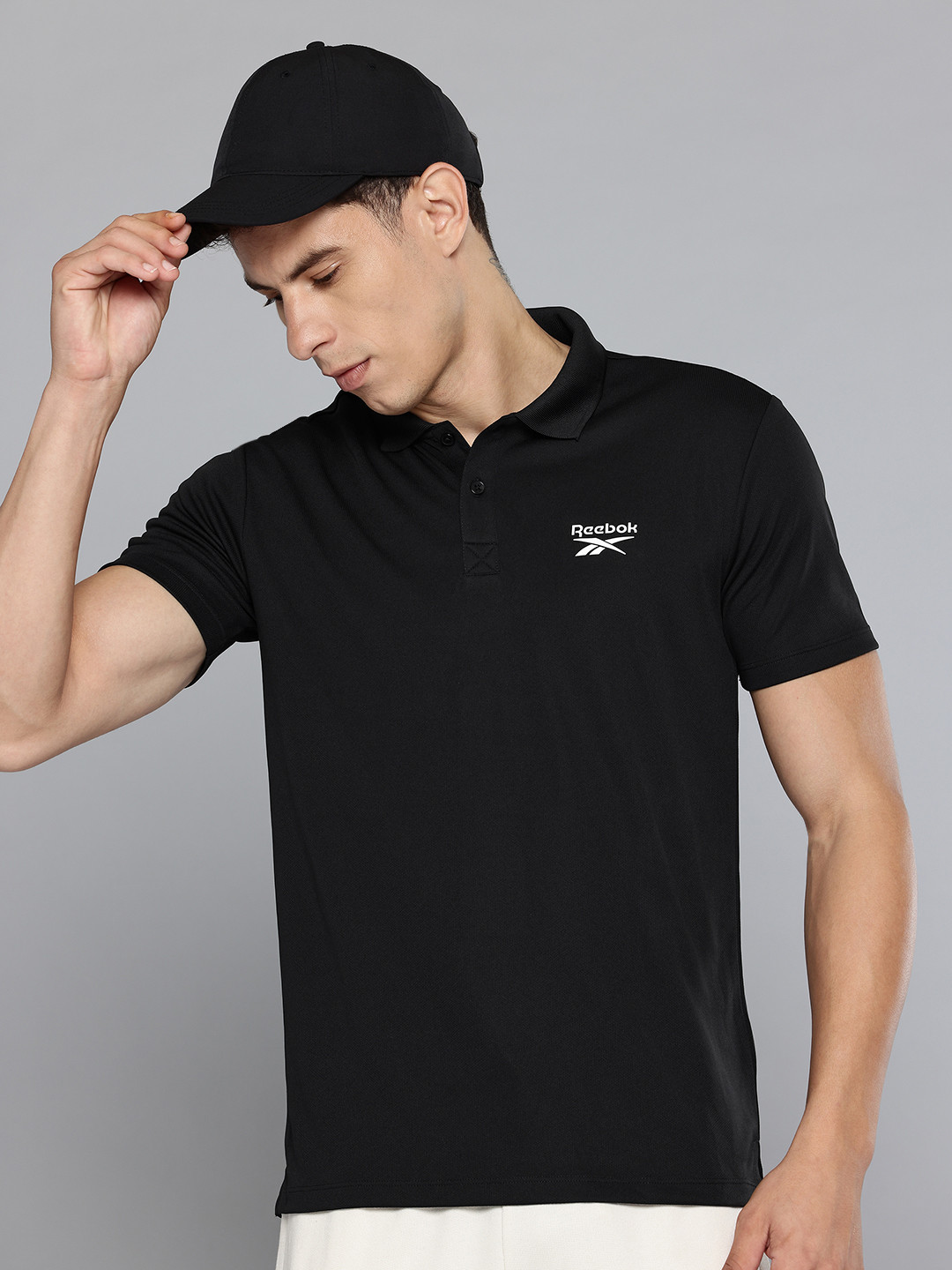 Reebok Brand Logo Detail Speed-Wick Pro Perf Core Polo Collar T-shirt