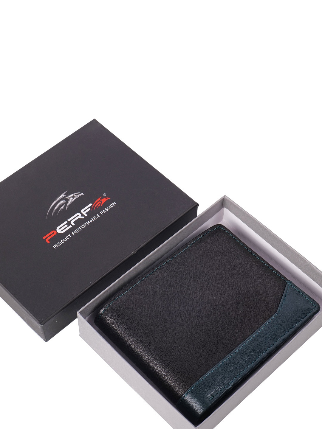 PERF Men Leather Black Two Fold Wallet With Multi-Compartment