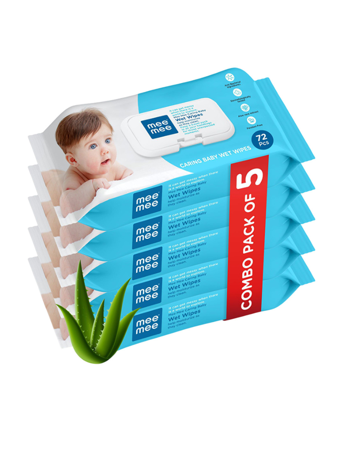 MeeMee Kids-Unisex Pack of 5 Baby Wipes and Buds
