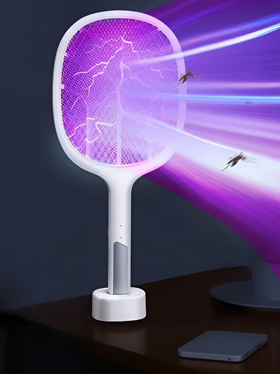 CREDICUS Mosquito Killer Bat with 6 UV Light Lamp & USB Charging Base, Durable ABS Body