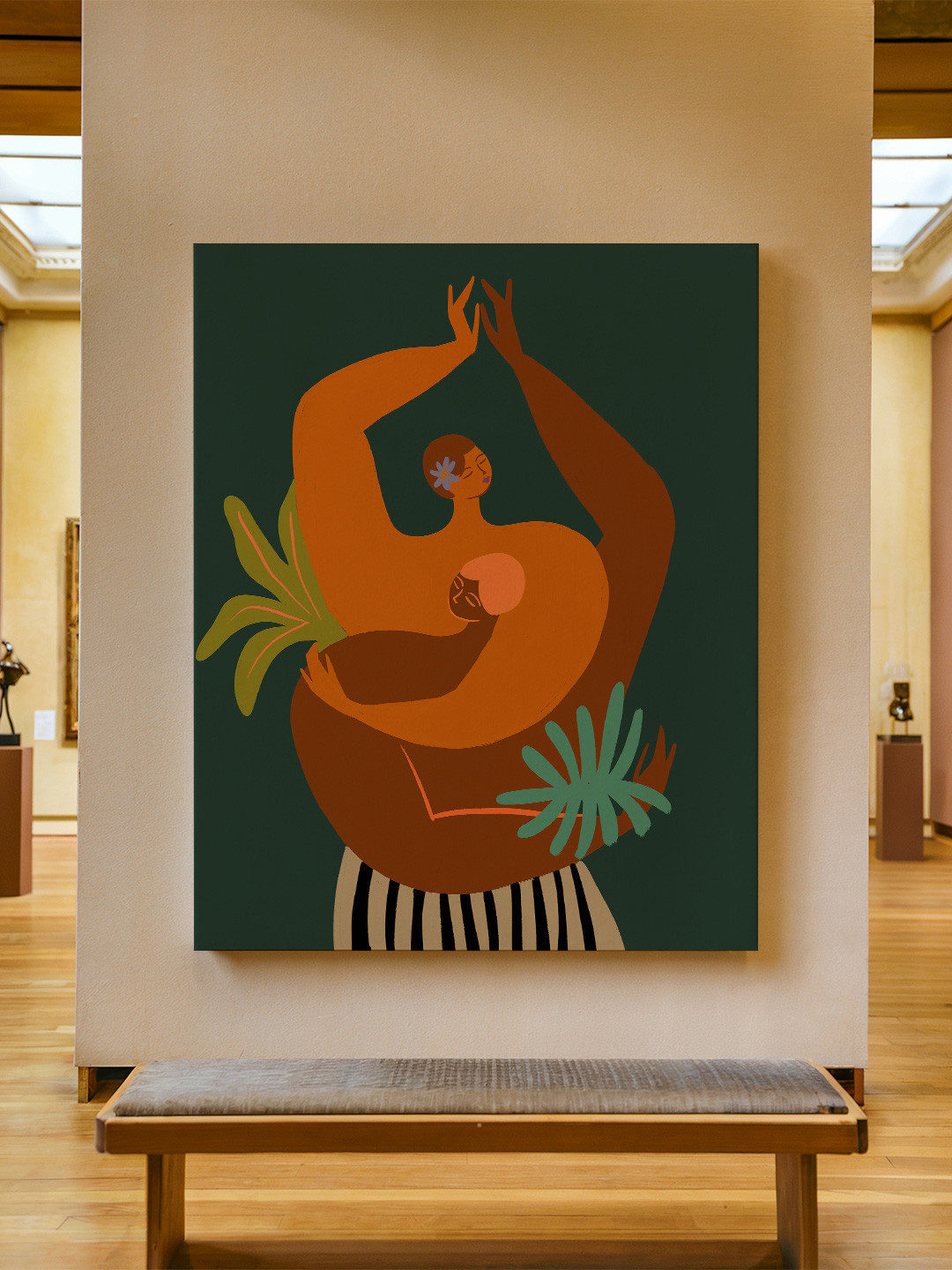 ASIAN MONK Multicoloured Abstract Botanical Single Piece You & Me Wall Painting