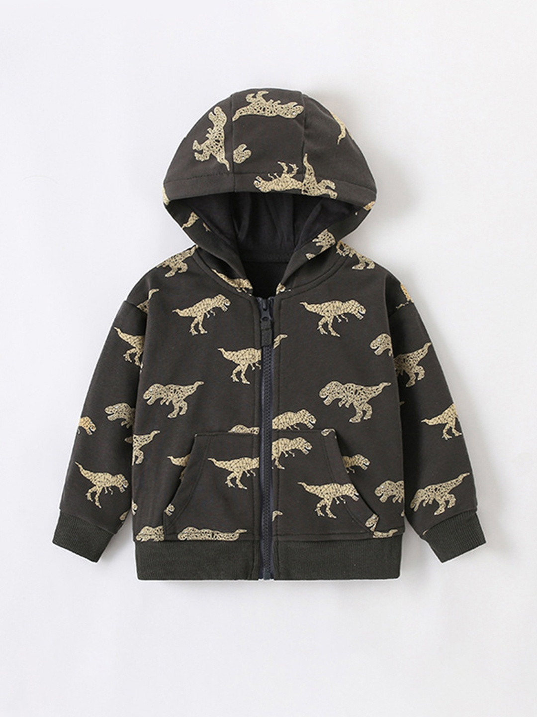 YK Boys Dinosaur Cartoon Printed Hooded Jacket