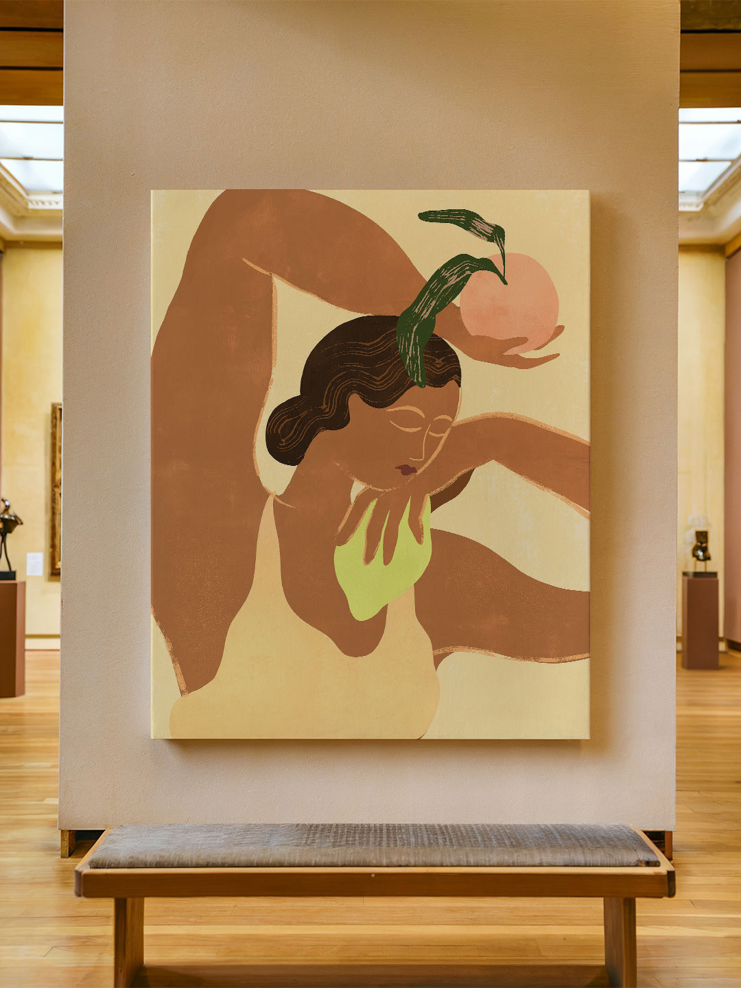 ASIAN MONK Portrait Wood Abstract Wall Paintings