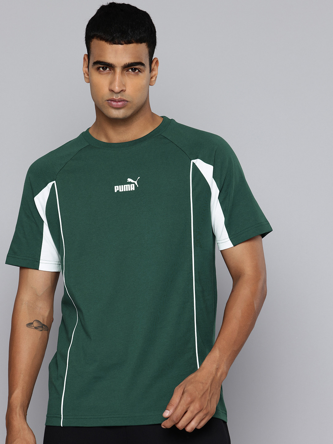 Puma Piping Detail Raglan Sleeves Pure Cotton Relaxed Fit T-shirt