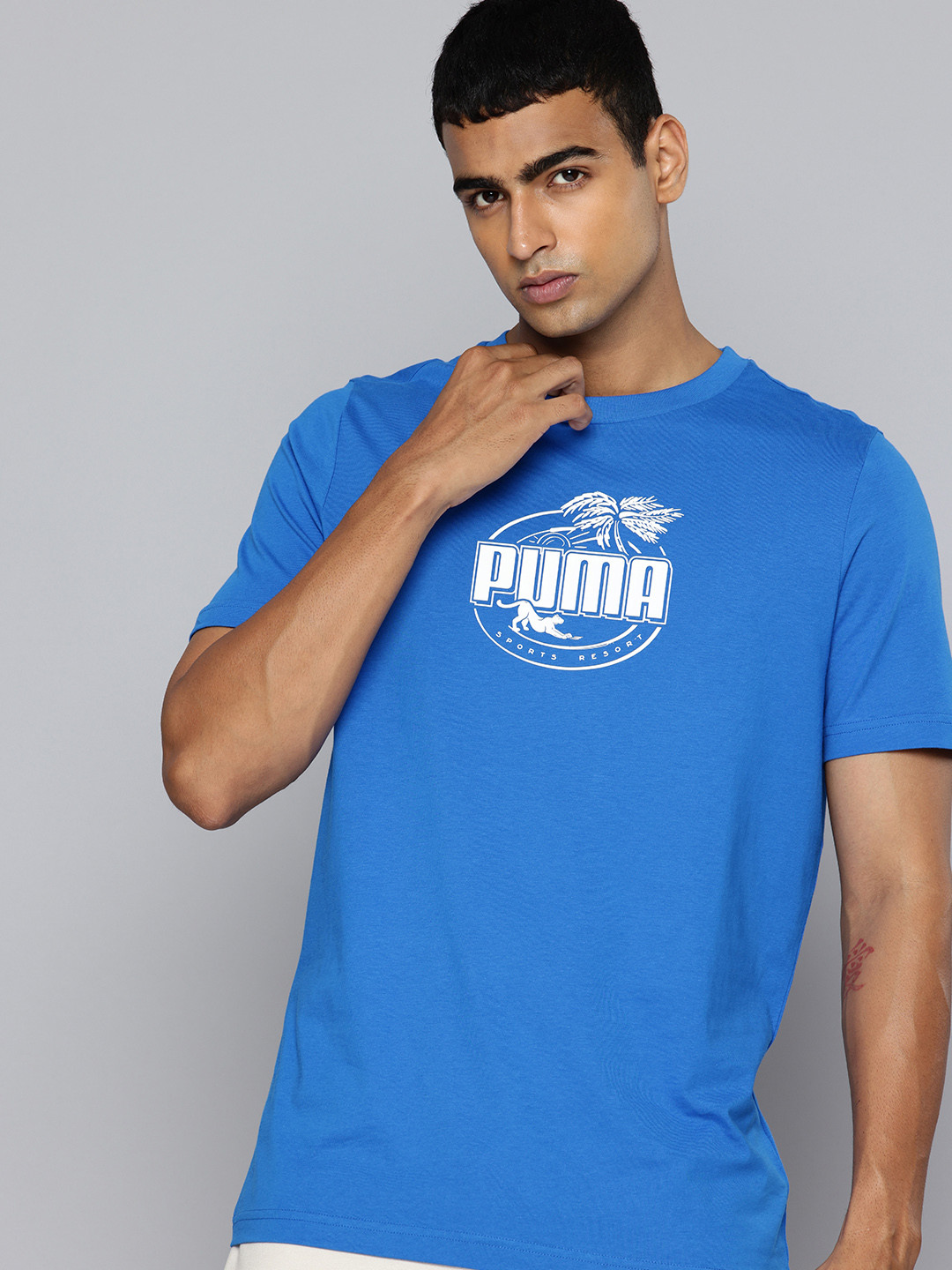 Puma Palm Resort Graphic Brand Logo Printed Pure Cotton T-shirt