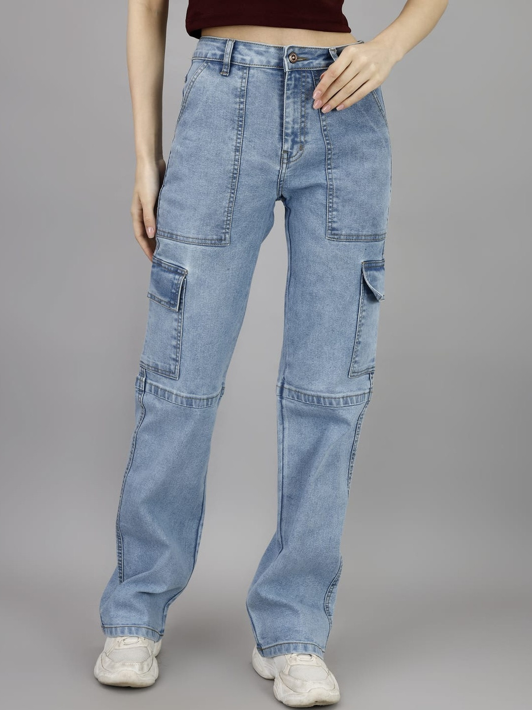 STEPLE DENIMS Women Blue High-Rise Mildly Distressed Light Fade Cotton Jeans