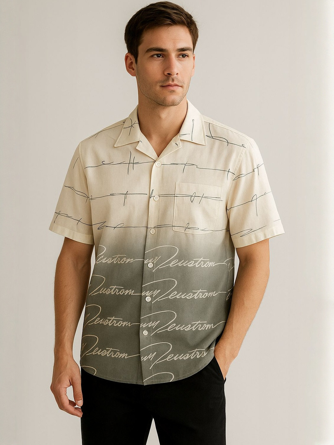 VS MALL Men Linen Blend Stripes Casual Shirt