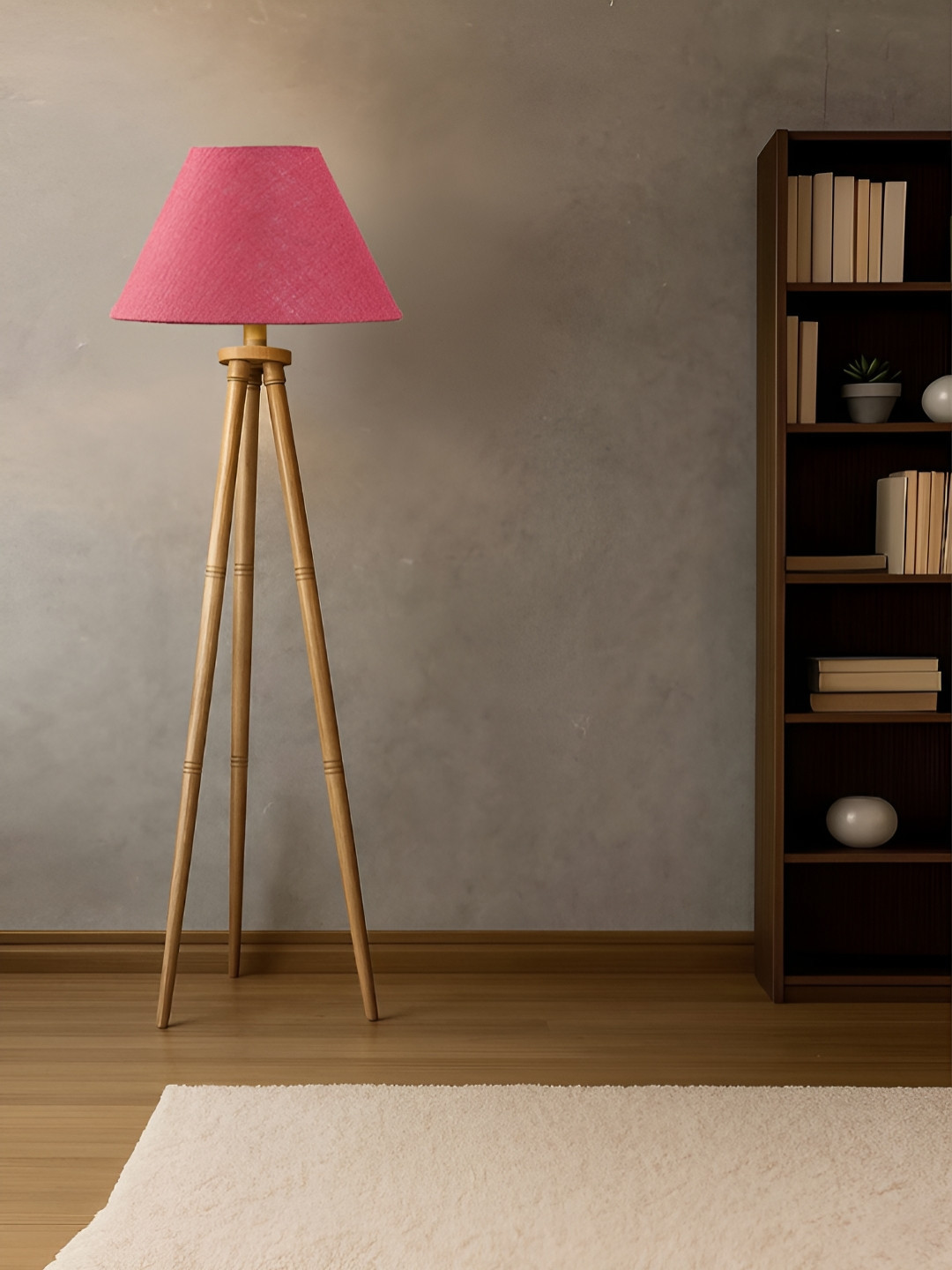 Devansh Unisex Pink Cotton Tripod Lamp