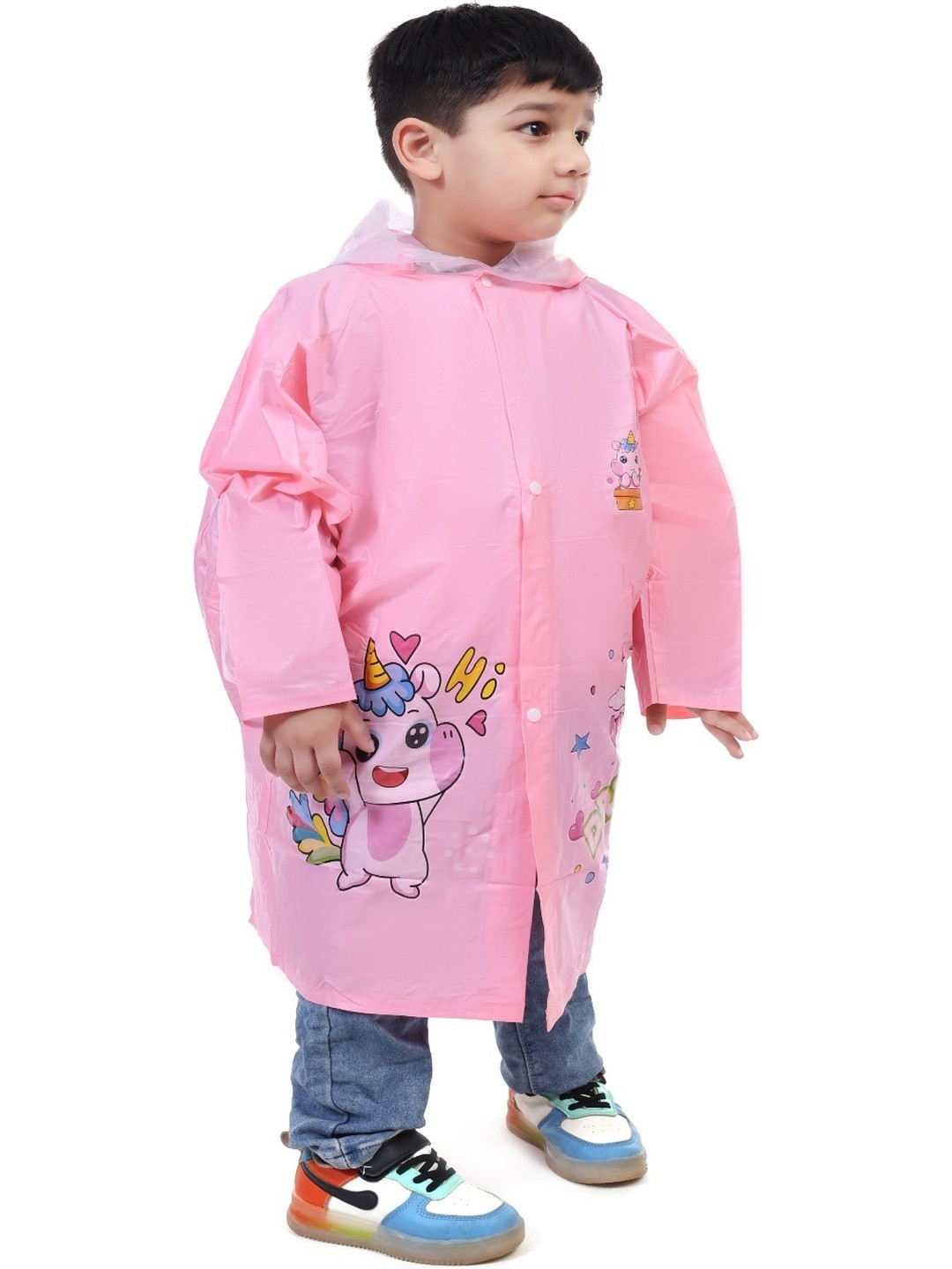 THE Kids Pink Animal Printed Raincoat
