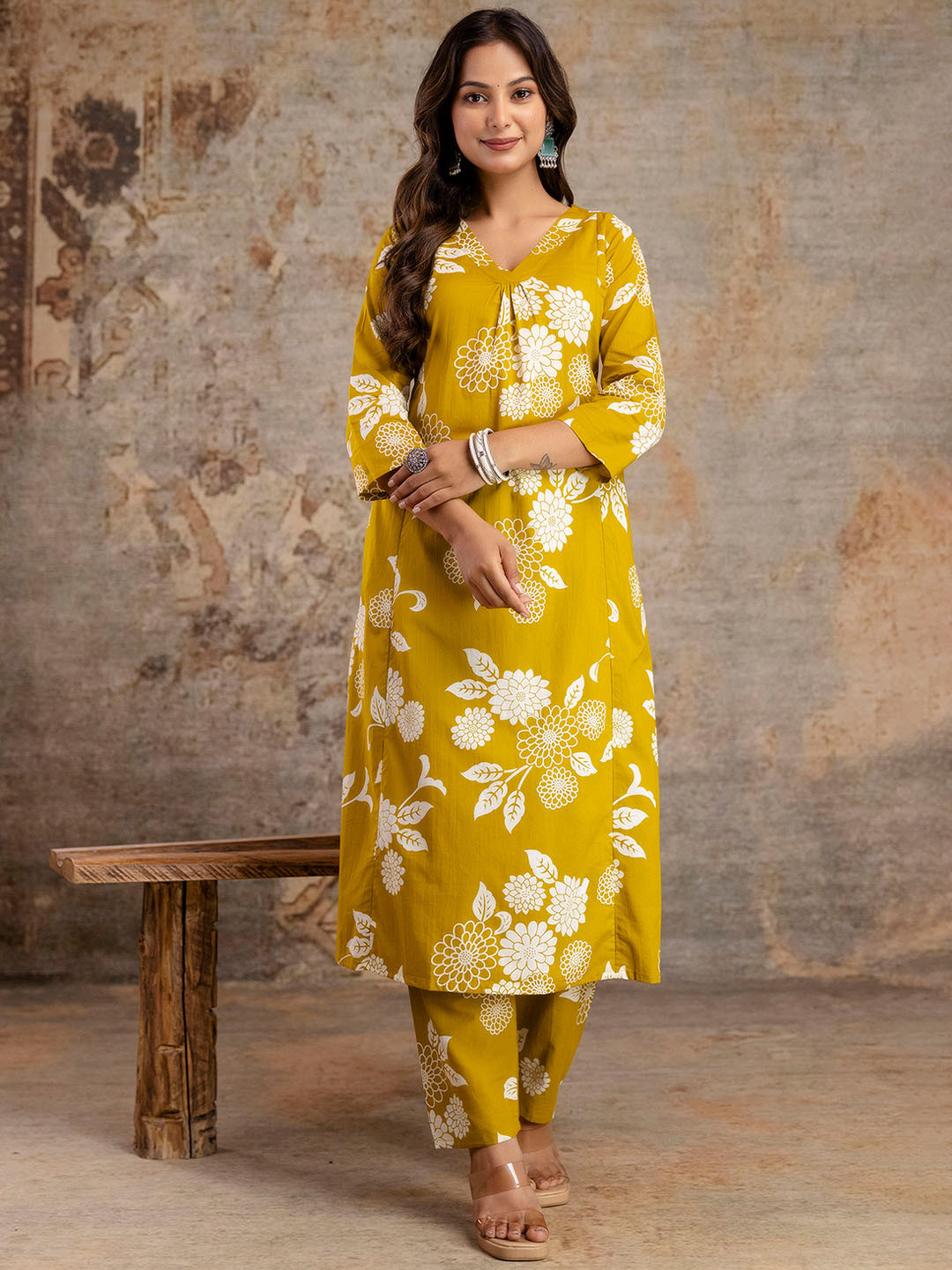 Nayo Floral Printed Pure Cotton Tunic & Palazzo Co-Ord Set