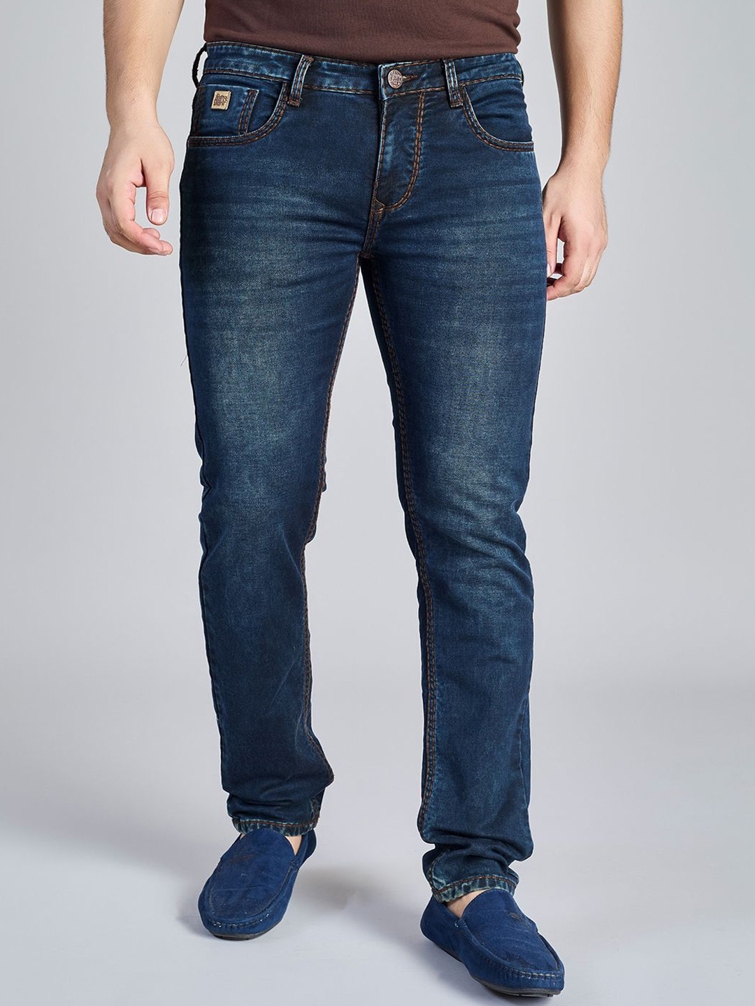 FLYING SHARK Men Slim Fit Mid-Rise Light Fade Jeans