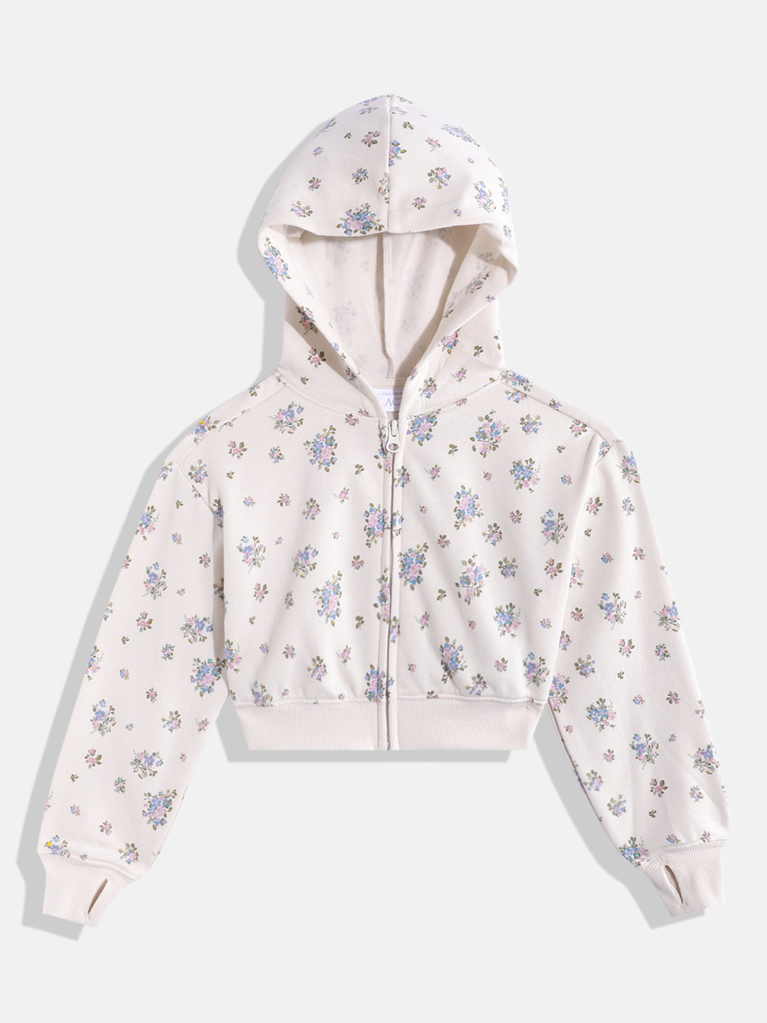 THE CHILDREN'S PLACE Girls Floral Printed Hooded Crop Sweatshirt