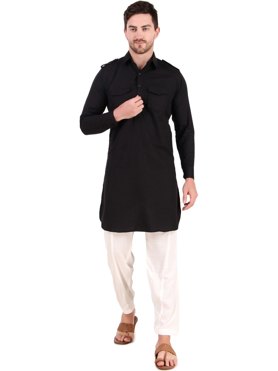 PREEN Adults-Men Black Kurta Sets