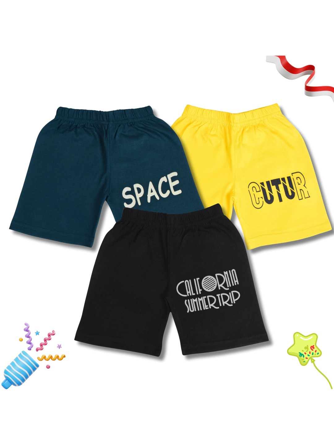 WORTON FASHION Pack of 3 Boys Cotton Shorts