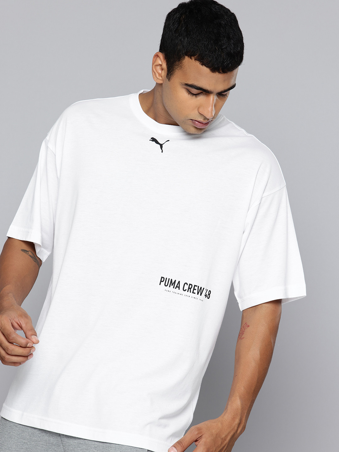 Puma Brand Logo Printed Drop-Shoulder Sleeves dryCELL Training Oversized Sports T-shirt