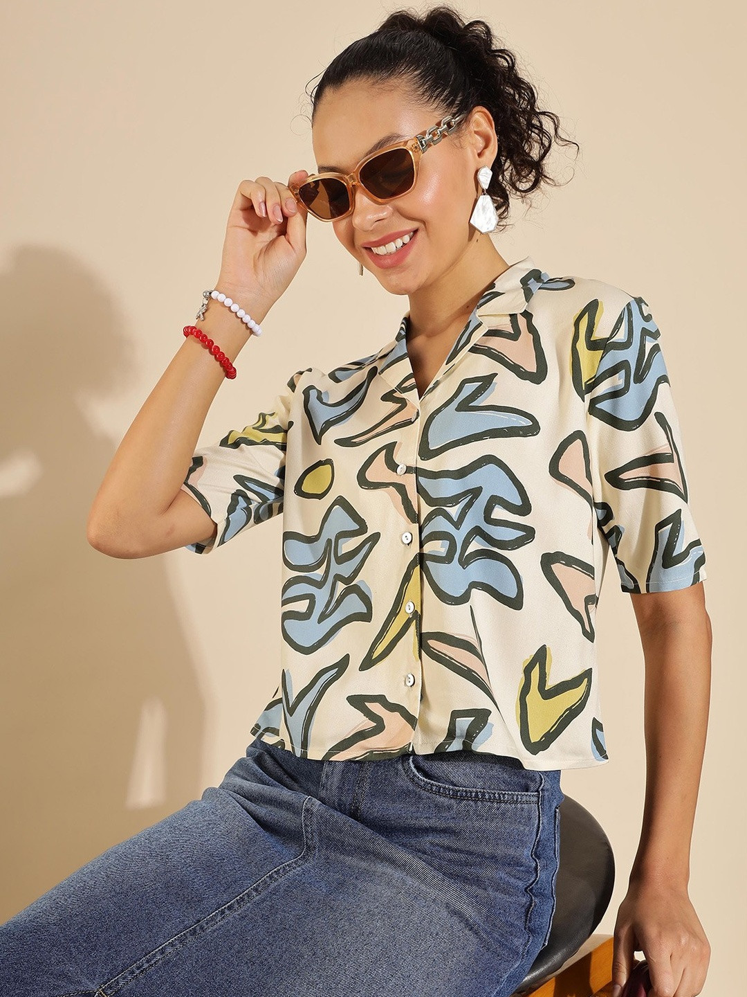 HERE&NOW Viscose Rayon Printed Shirt