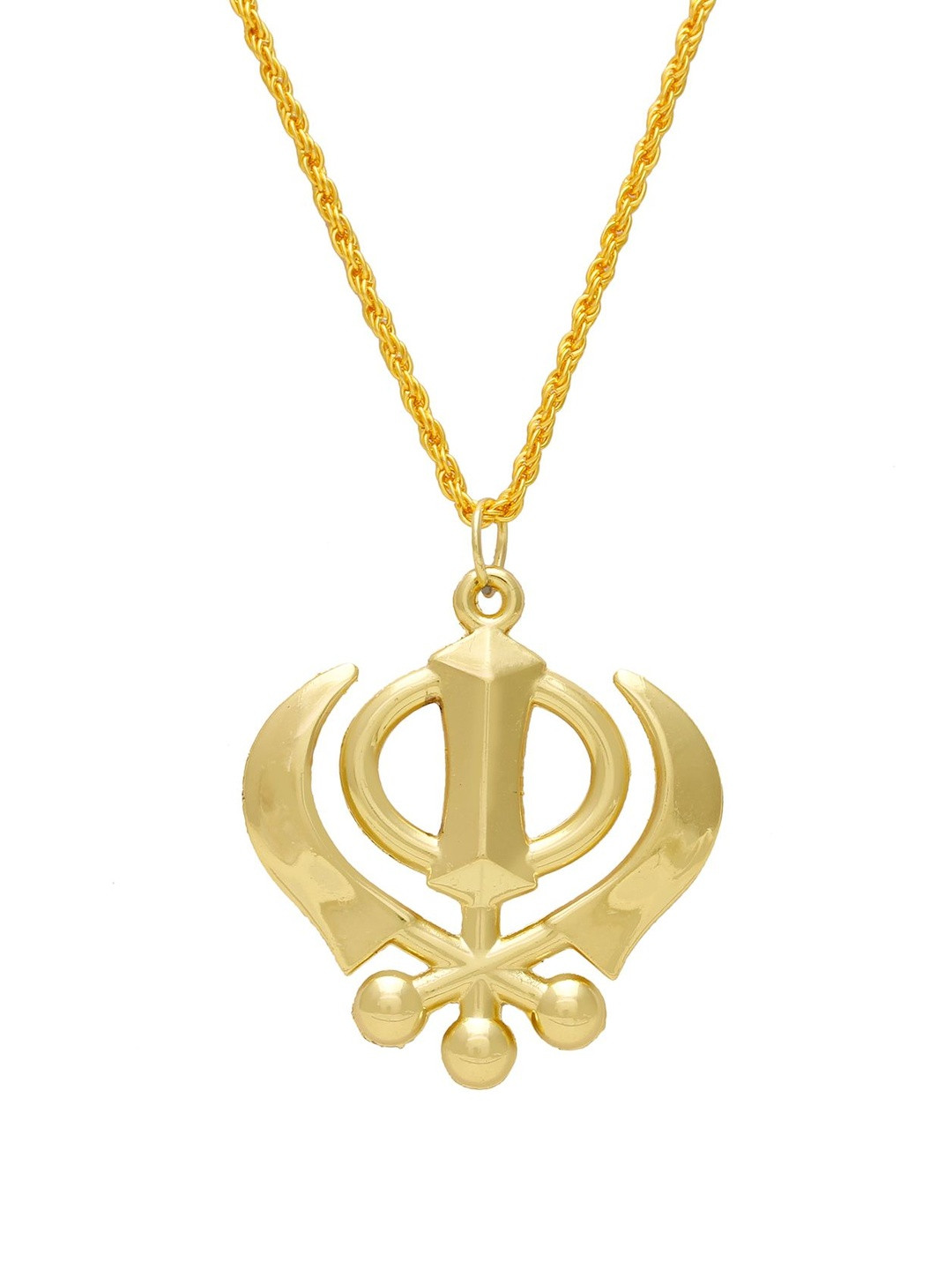 High Gloss Brass Sikh Sardar Khalsa Punjabi Khanda symbol Pendant for Men and Women