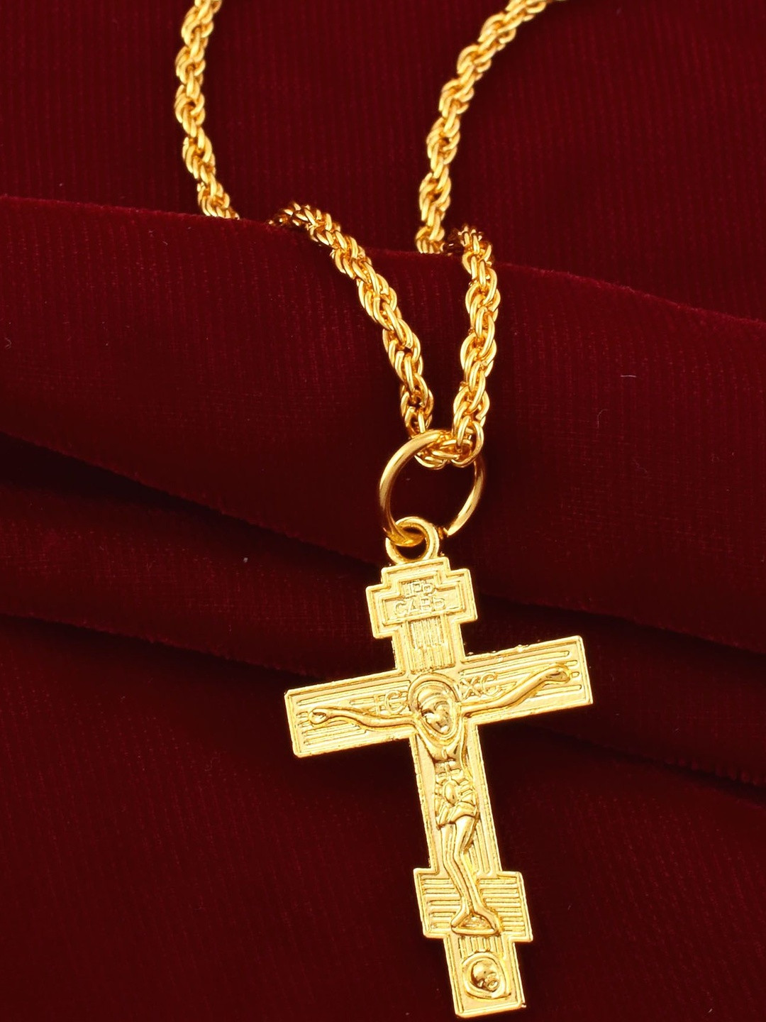 Brass Gold Plated Catholic Crucifix Jesus Cross Pendant