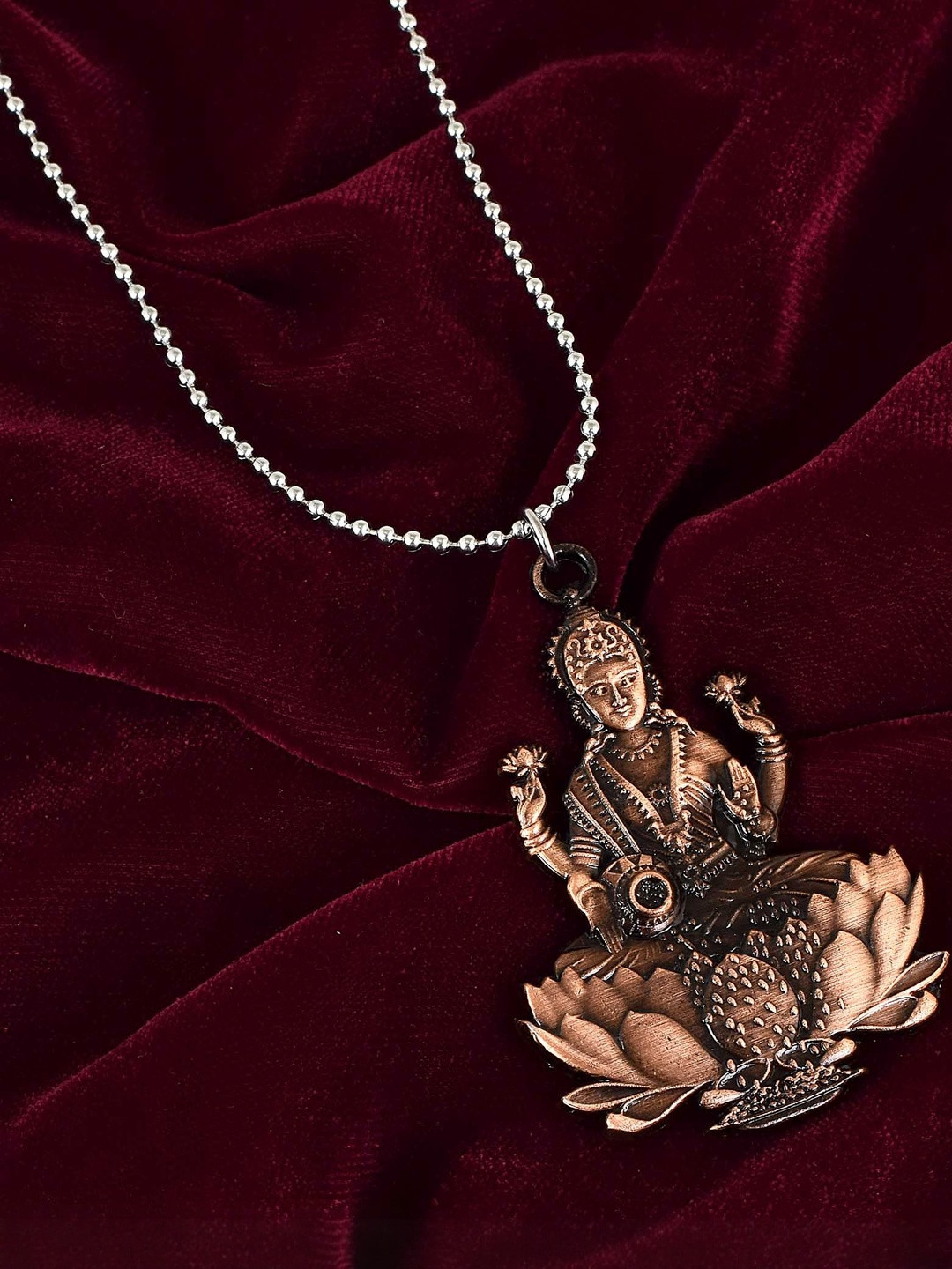 Brass Copper plated Both side Dhan Lakshmi Chain pendant Necklace