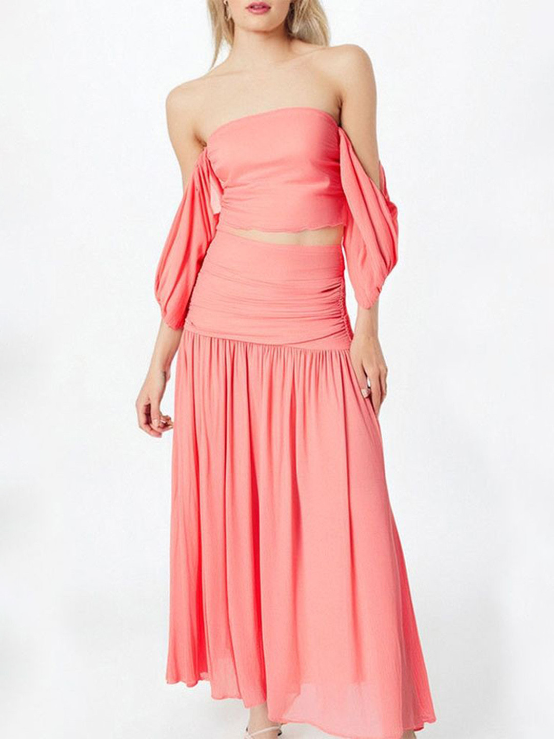 LULU & SKY Women Pink Top And Skirt Co-Ord Set