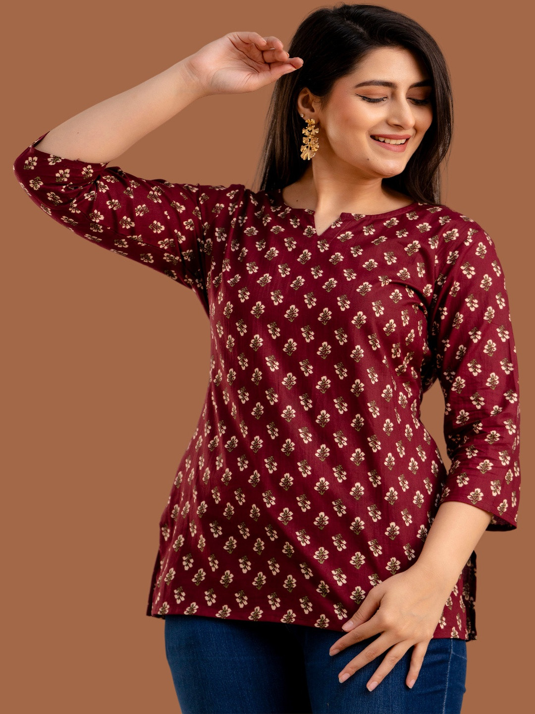 NEW RJP CRAFT Women Floral Printed Pure Cotton Kurti