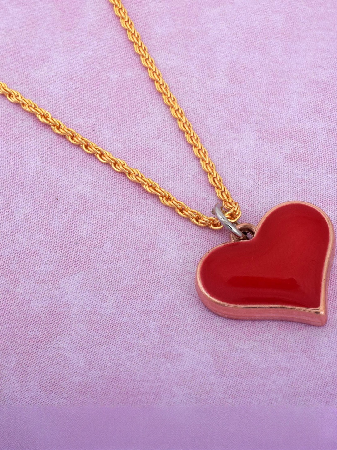 Rose Gold red colour Heartshape My Love light weight pendant Women girls