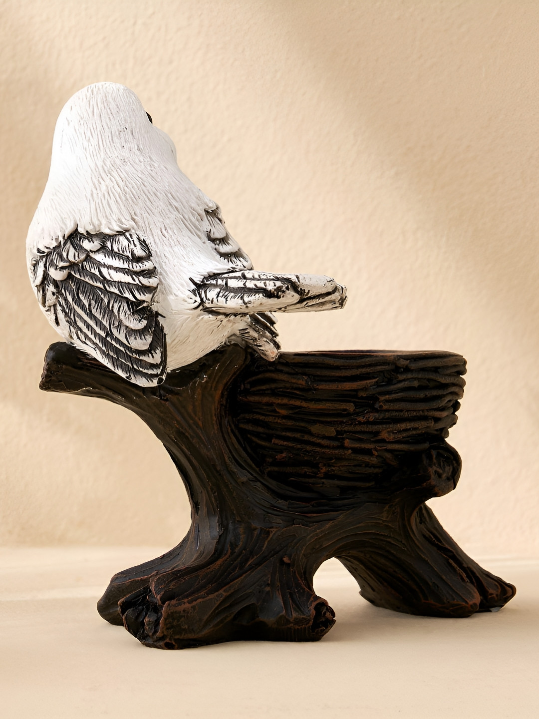 CraftVatika Bird White & Brown Metal Candal Holder