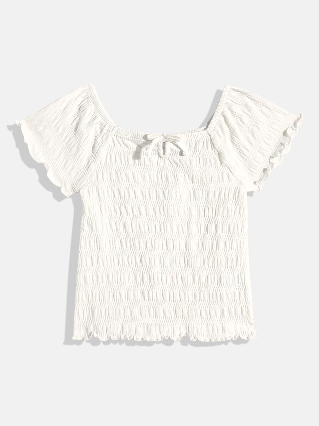 THE CHILDREN'S PLACE Girls Smocked Top with Bow Detail