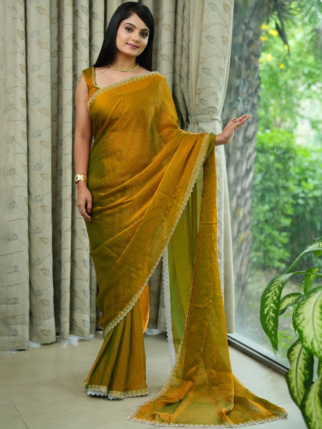 Pure Chiffon Stone Work Saree
