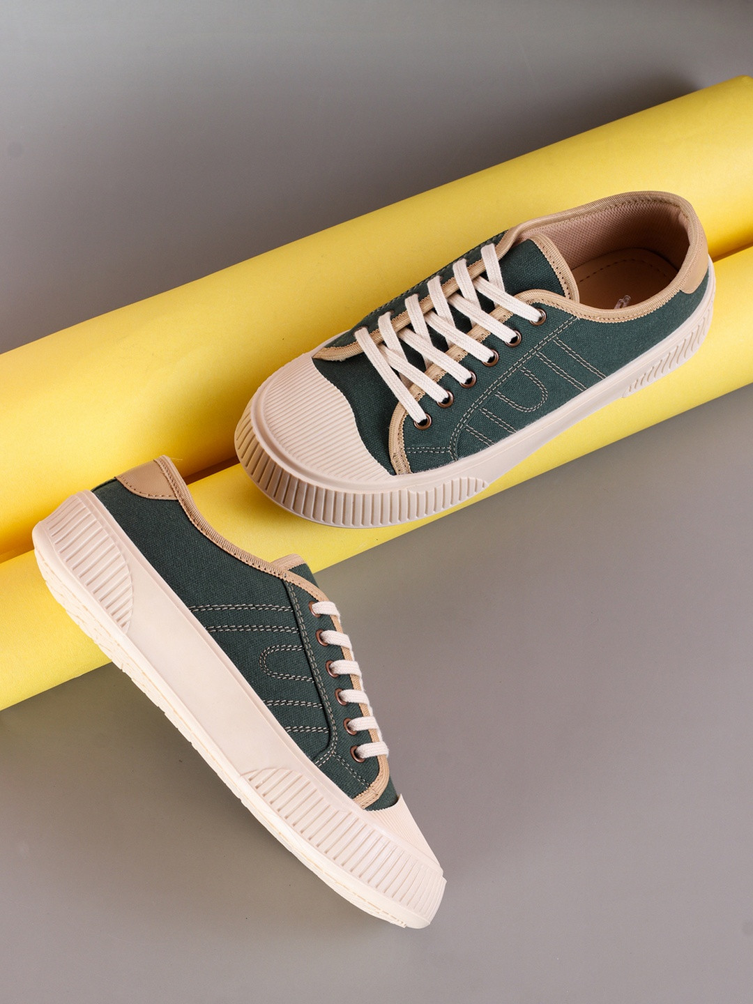 TRASE Women Green Solid Canvas Casual Sneakers