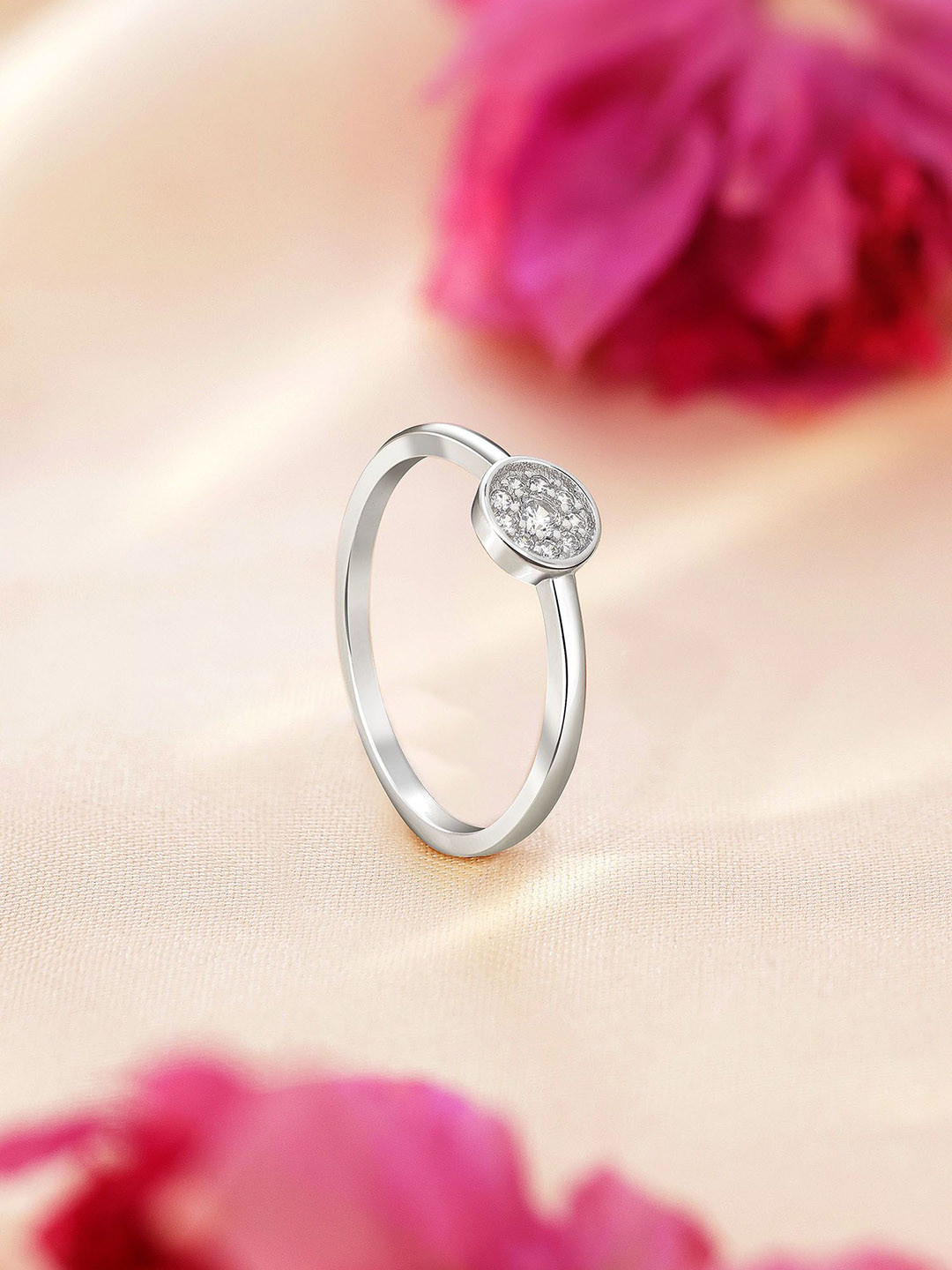 Tweov 925 Sterling Silver Round CZ Ring