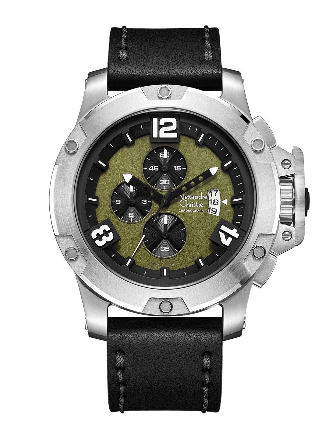 Alexandre Christie Men Leather Straps Watch 6295MCLSSGN