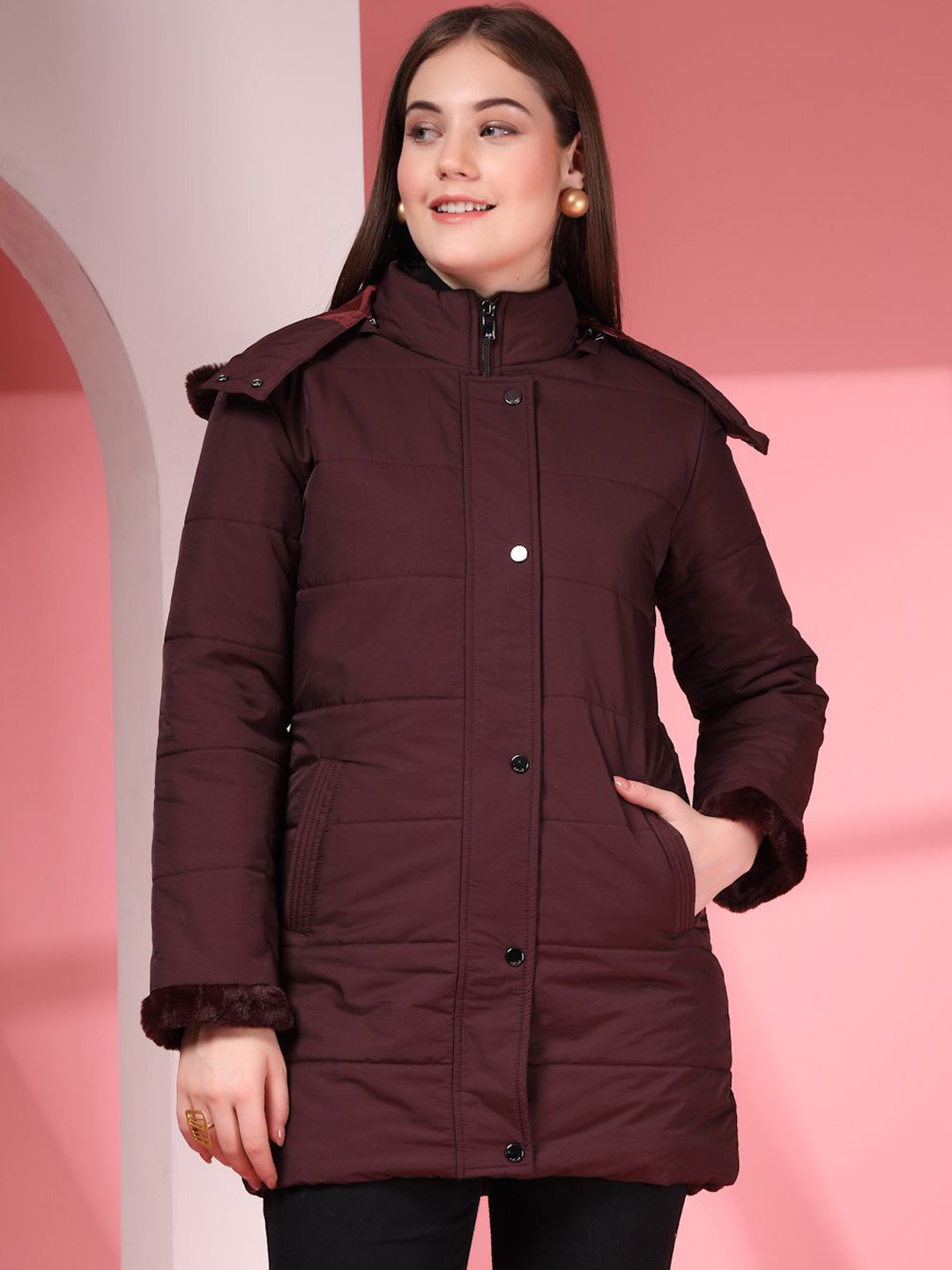 Thirty Threads Fleece Longline Water Resistant Padded Jacket