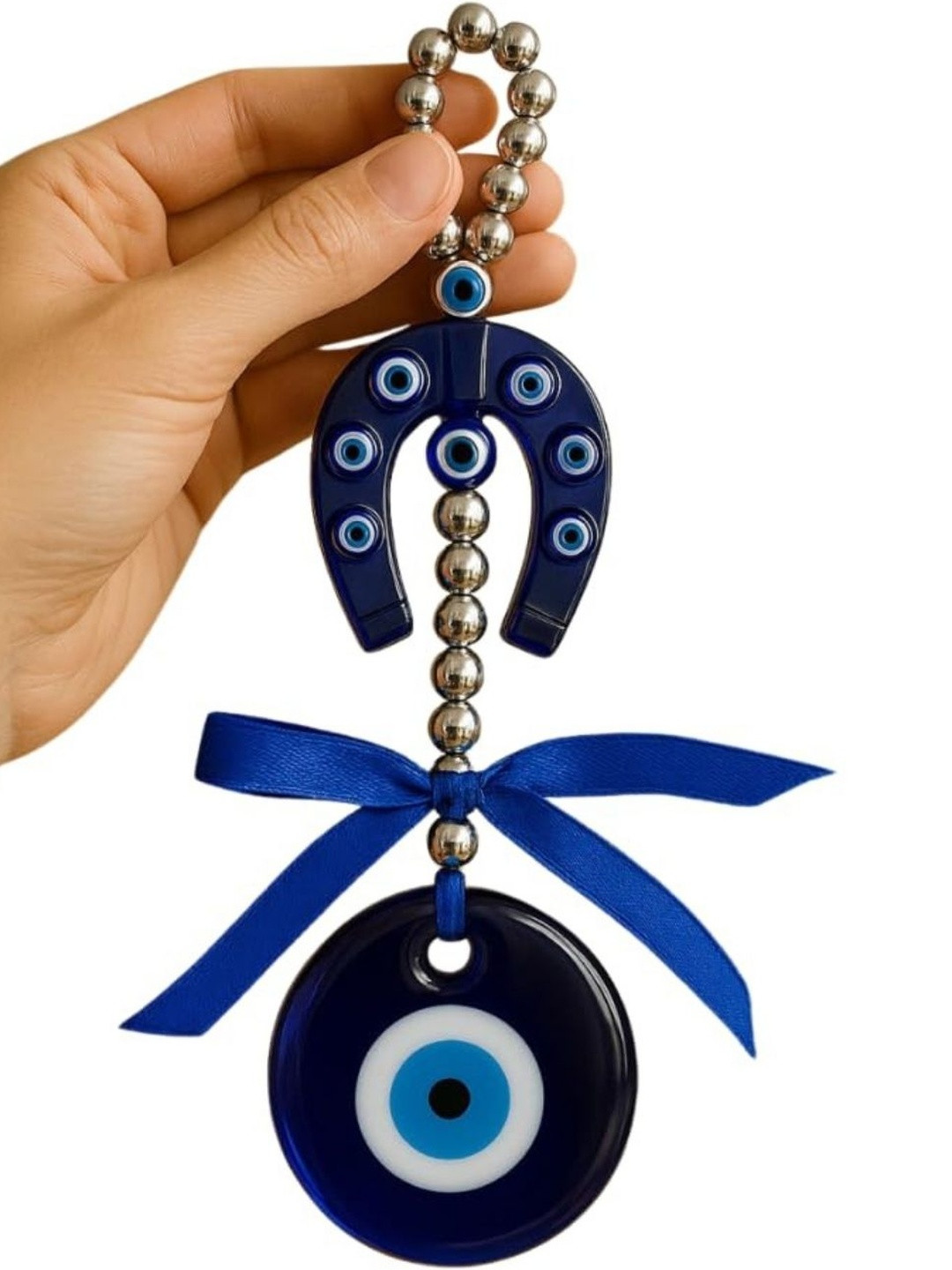 BLUE BEADS Horseshoe Evil Eye Wall Decor