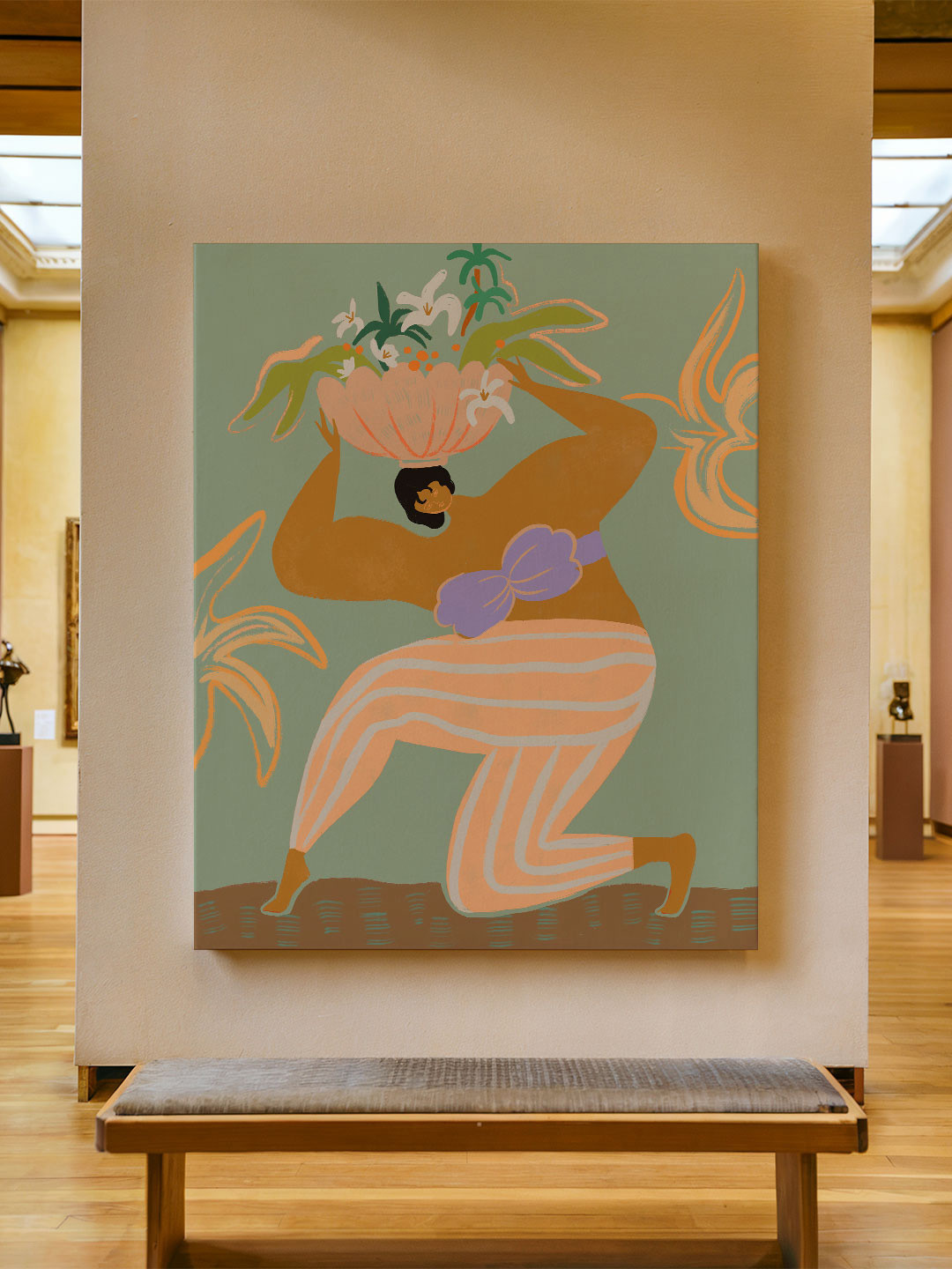 ASIAN MONK Wood Abstract Wall Paintings