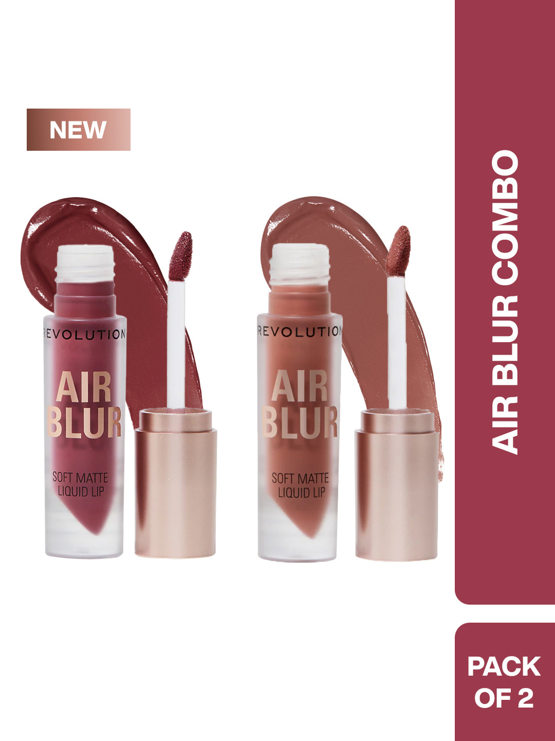 Makeup Revolution London Set Of 2 Air Blur Lipstick 3.5 ml Each - Black Cherry & Whisper