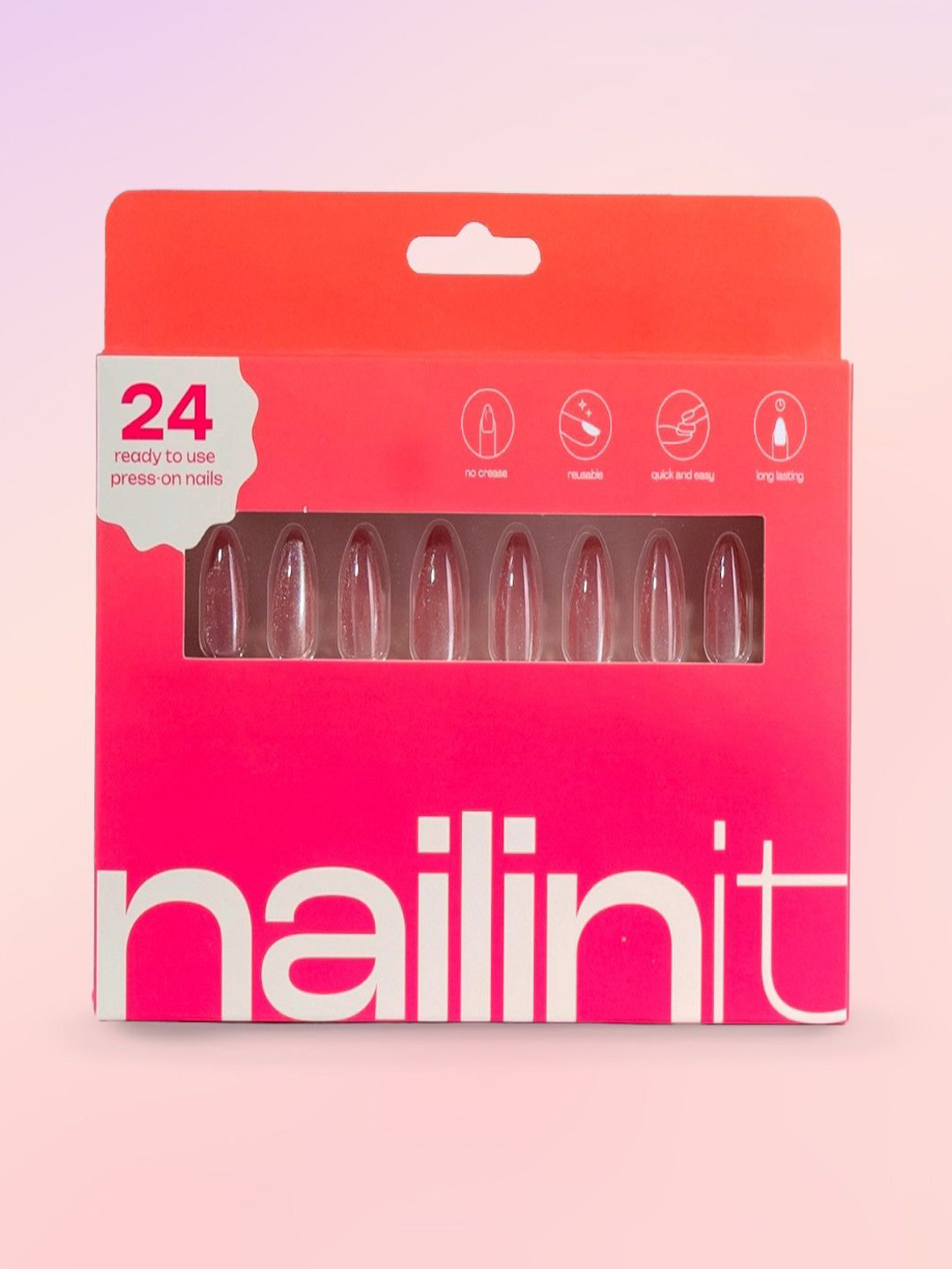 nailinit 24 Piece No Crease Ready To Use Pink Press On Nails-Cosmic Crush