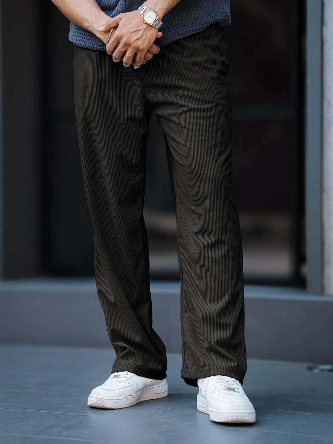 SWADESI STUFF Men Mid-Rise Straight-Fit Cotton Trousers
