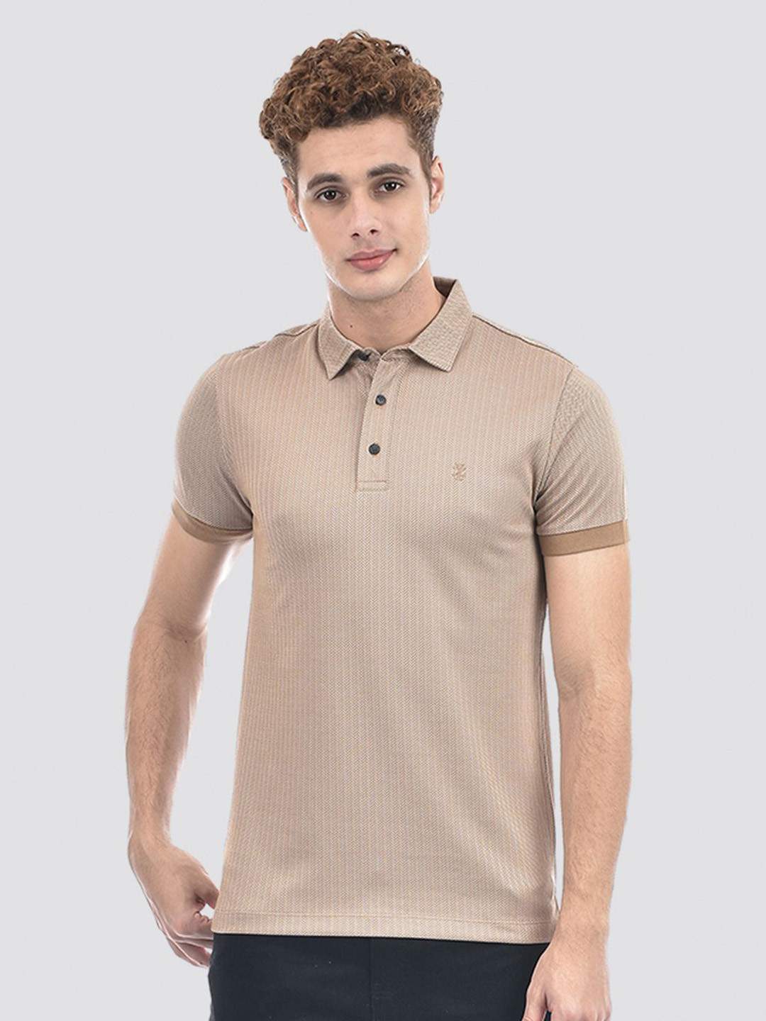 IZOD Men Self Design Polo Collar Slim Fit T-shirt