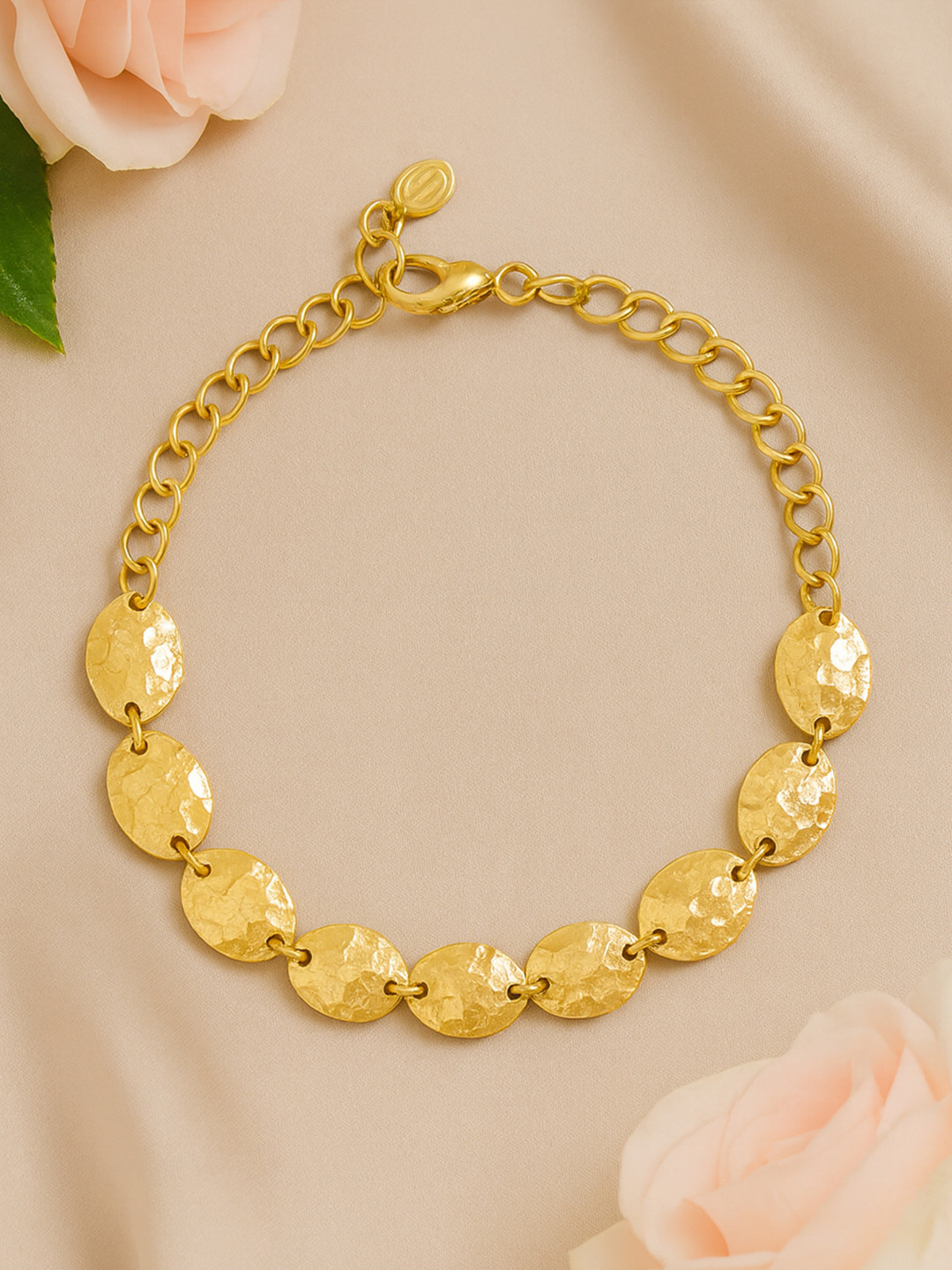 Estele Gold Plated Stunning Elliptical Designer Beaten Bracelet