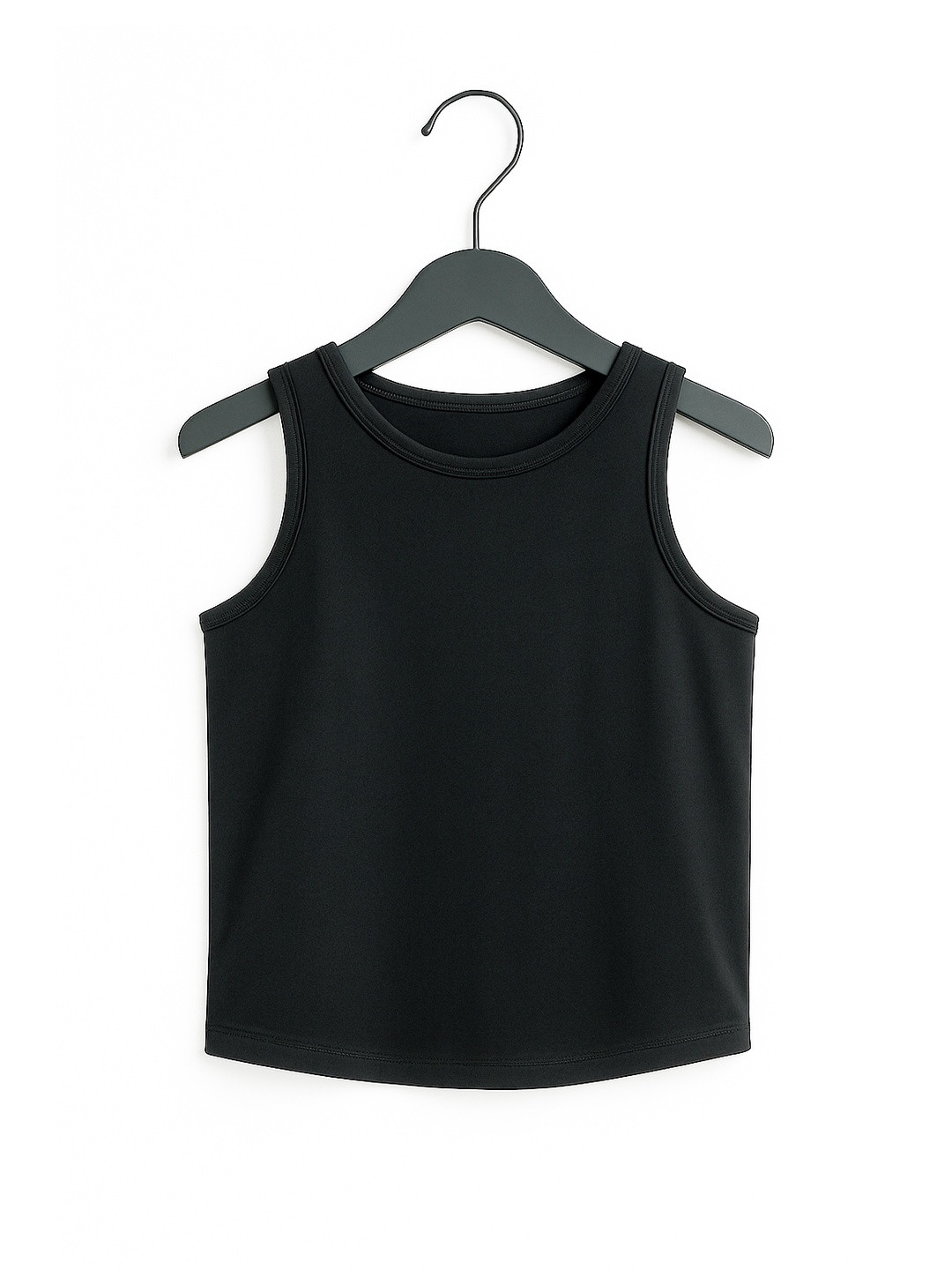 Kidaroo Girls Black Solid Pure Cotton Sleeveless Innerwear Vest