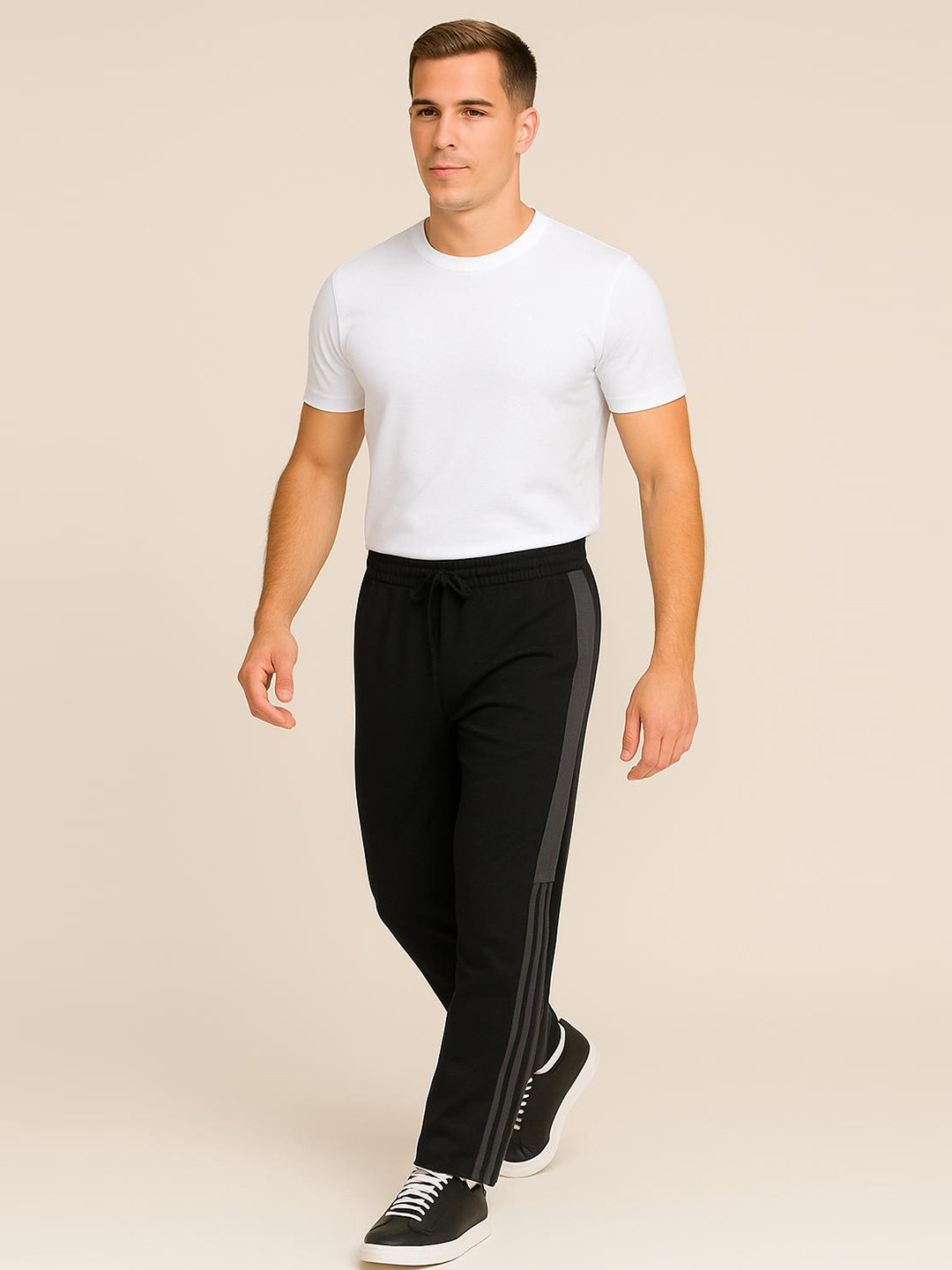 Apraa & Parma Men Plus Size Side Striped Mid-Rise Rapid-Dry Track Regular Fit Pant