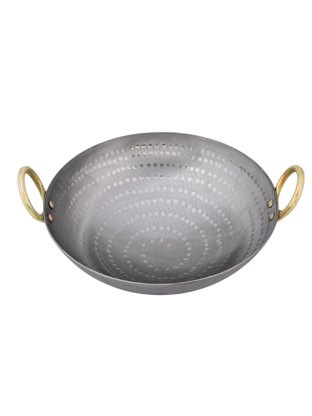 PTR Pure Iron Deep Frying Kadai 8 Litre Frying Pan Wok Heavy Base Handmade Hammered Matthar Metal