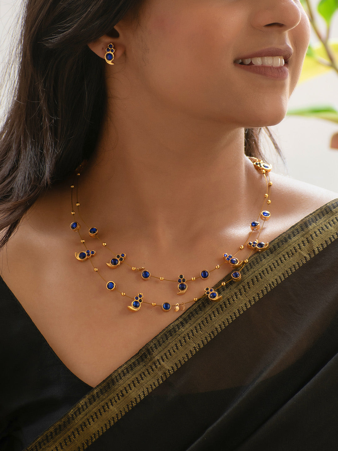 JUMKEY Gold Plated Artificial Stoness Studded Jewellery Set