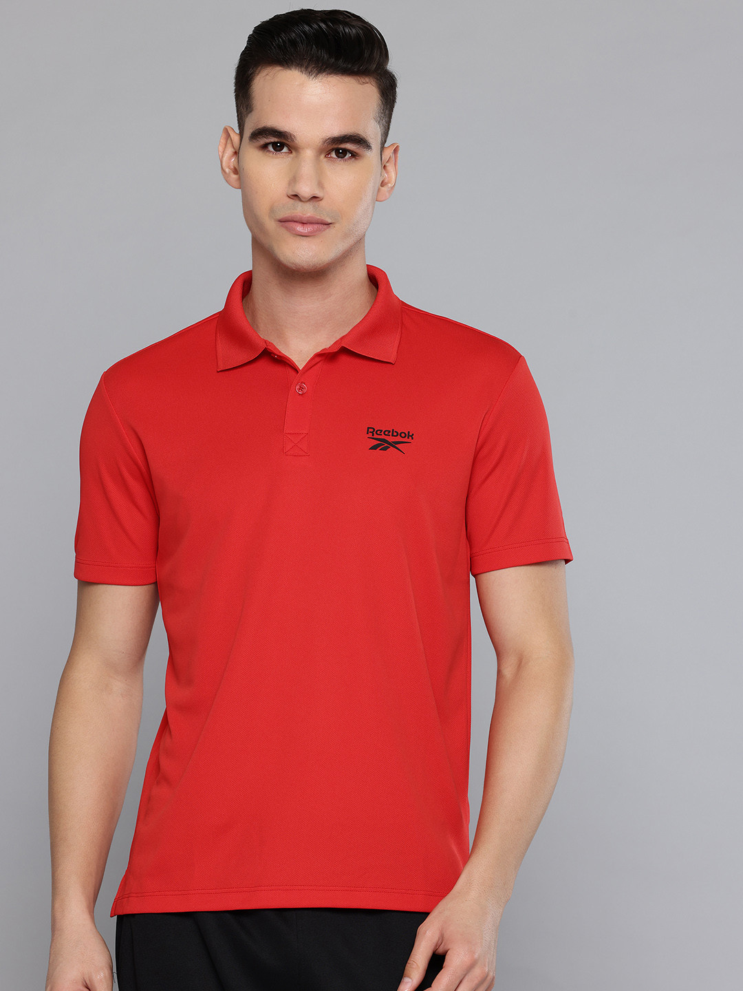 Reebok Brand Logo Detail Speed-Wick Pro Perf Core Polo Collar T-shirt