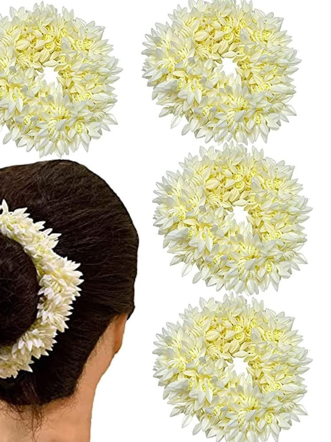 DIVASTRI Women Pack of 4 Mogra Flower Scented Gajra Rubber Band