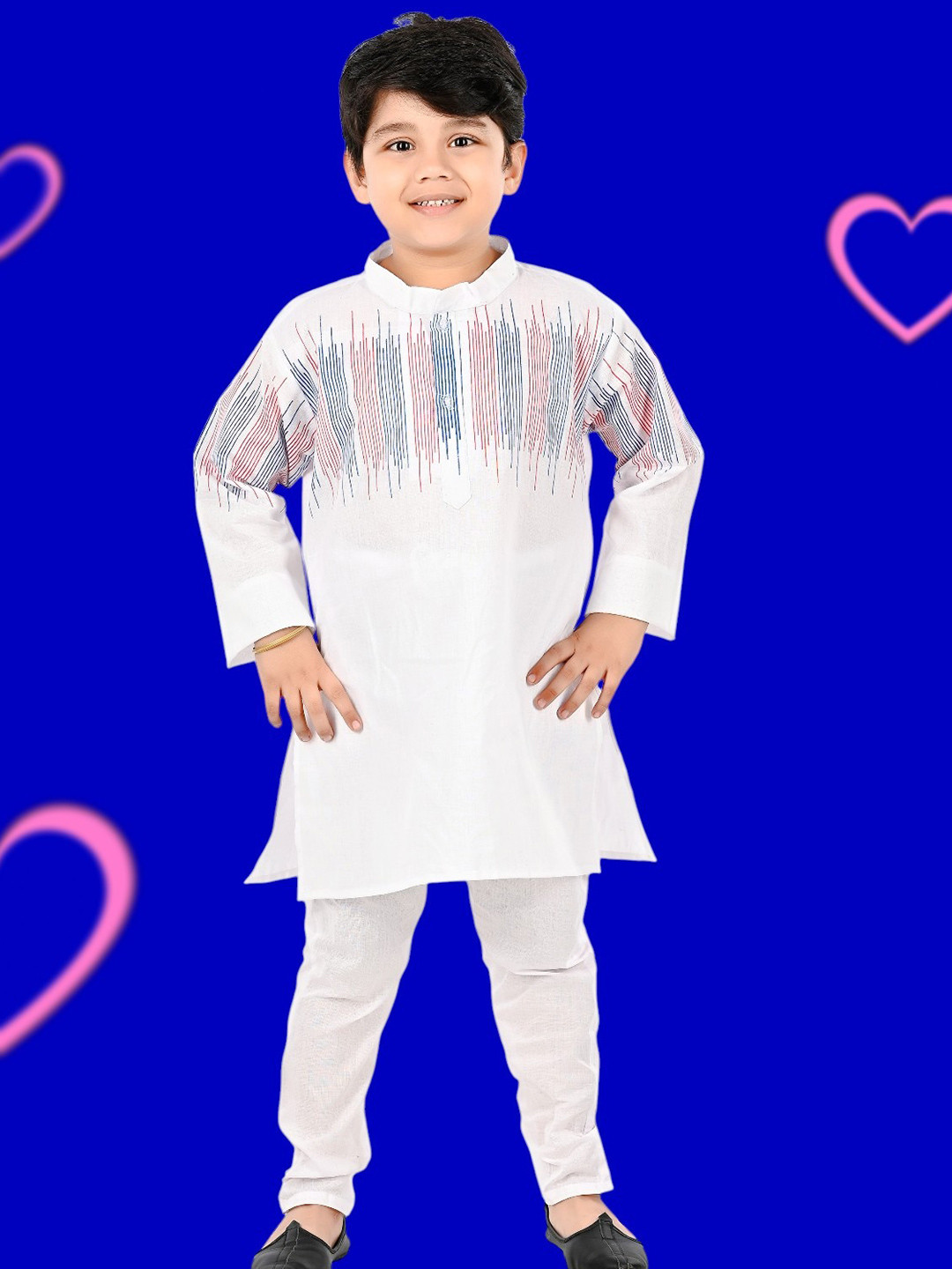 NEW GEN Boys Abstract Embroidered Thread Work Straight Kurta With Pyjamas